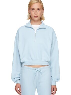 SKIMS Drapey French Terry Half-Zip Sweatshirt powder blue New w tag! Size L GWP